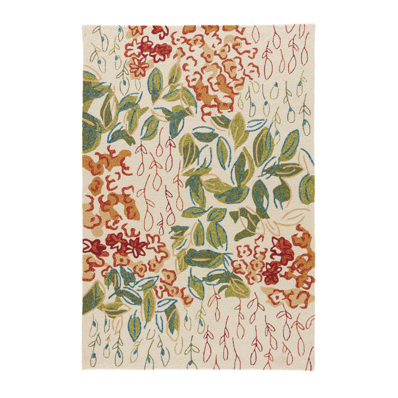 The Conestoga Trading Co. Floral HandHooked Ivory Indoor / Outdoor